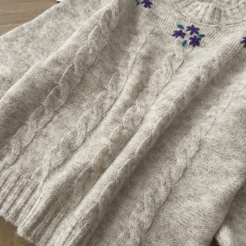 All-match knitted flowers jacquard sweater