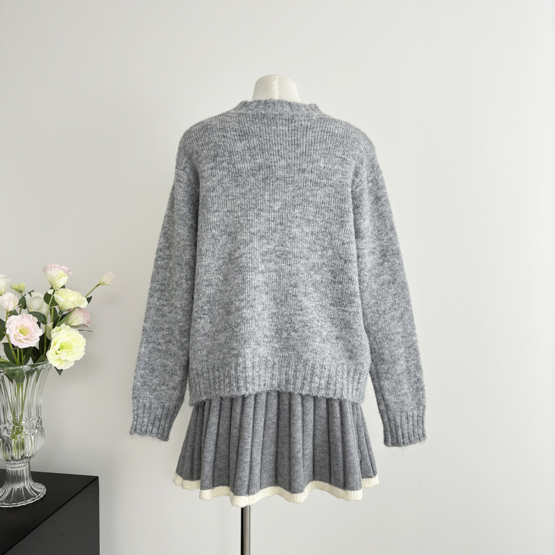 All-match knitted flowers jacquard sweater