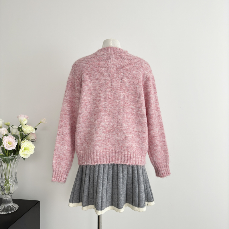 All-match knitted flowers jacquard sweater