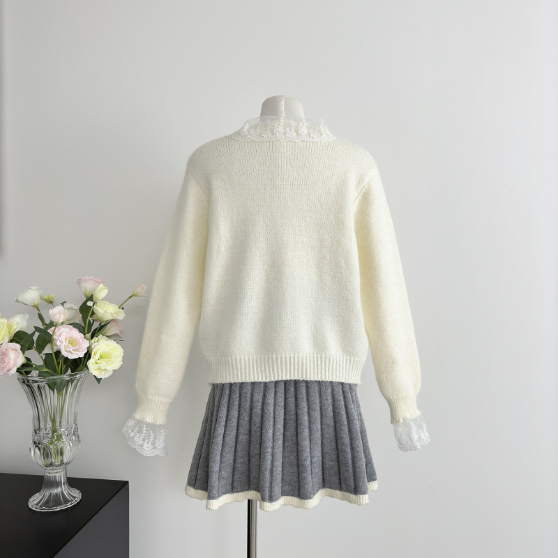 Knitted tender coat loose France style sweater for women