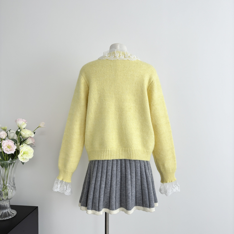 Knitted tender coat loose France style sweater for women