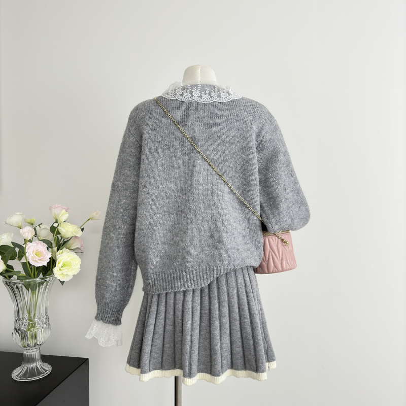 Knitted tender coat loose France style sweater for women