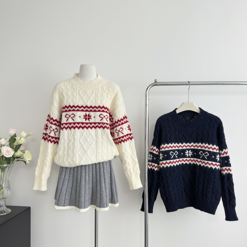 Autumn and winter round neck tops loose sweater