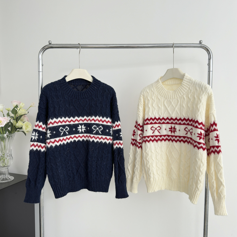 Autumn and winter round neck tops loose sweater