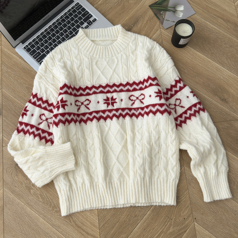 Autumn and winter round neck tops loose sweater