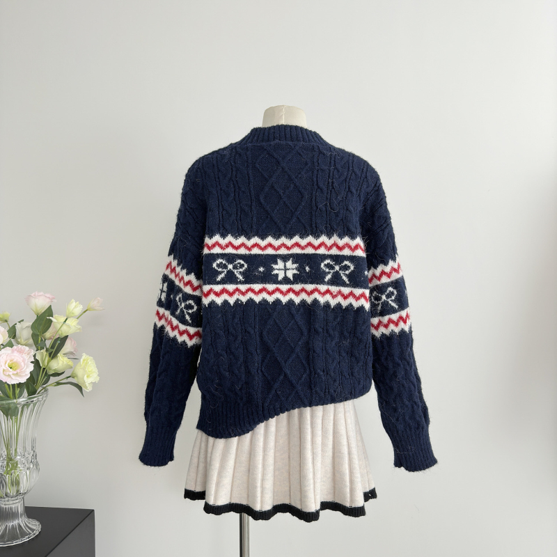 Autumn and winter round neck tops loose sweater