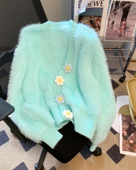 Knitted spring coat stereoscopic sweater for women