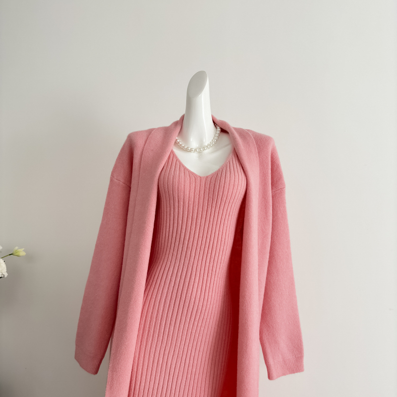 Knitted sweater sling cardigan 2pcs set for women