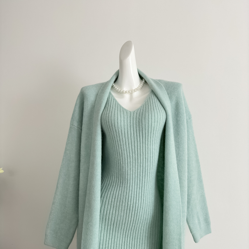 Knitted sweater sling cardigan 2pcs set for women