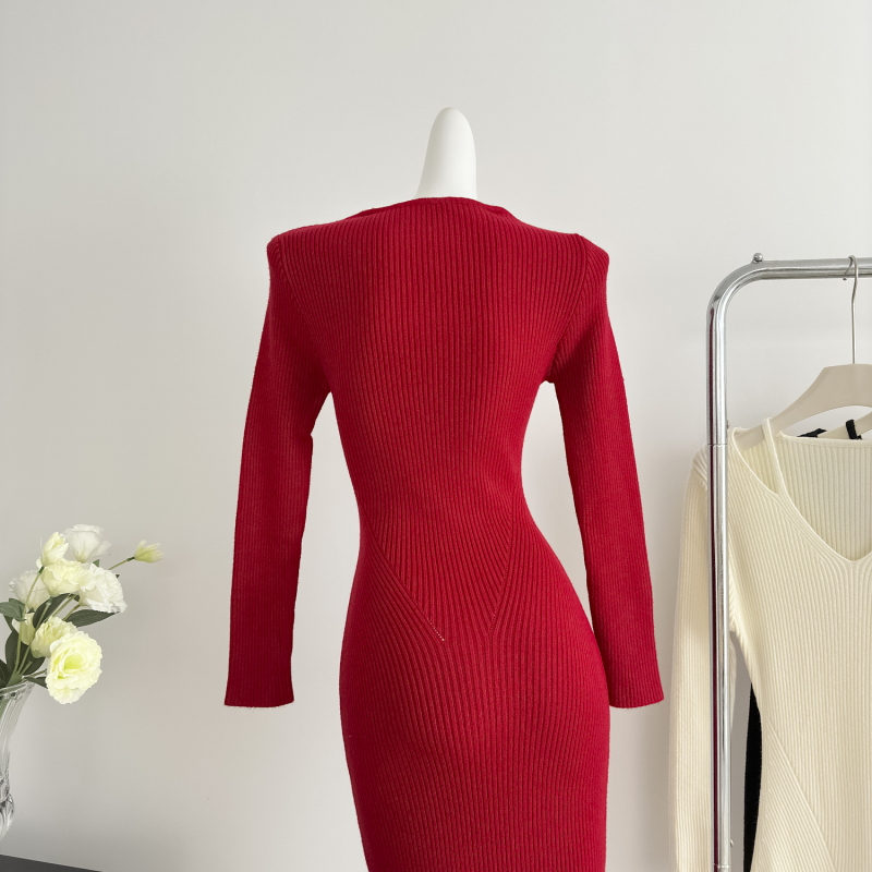 Autumn and winter sweater dress slim dress for women