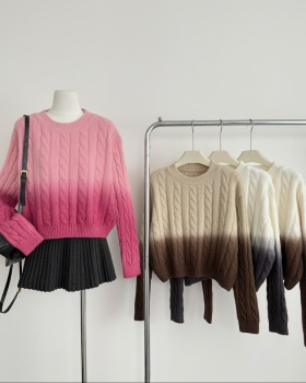 Round neck lazy tops knitted sweater for women