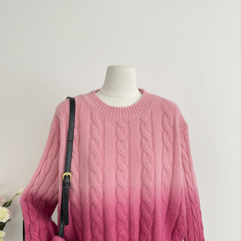 Round neck lazy tops knitted sweater for women