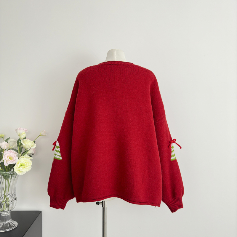 Korean style coat round neck sweater for women