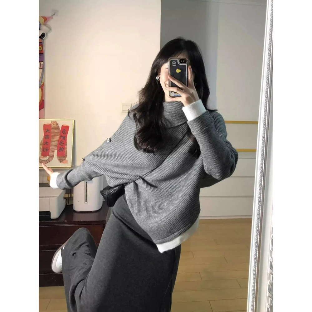 Irregular sweater autumn and winter cloak for women