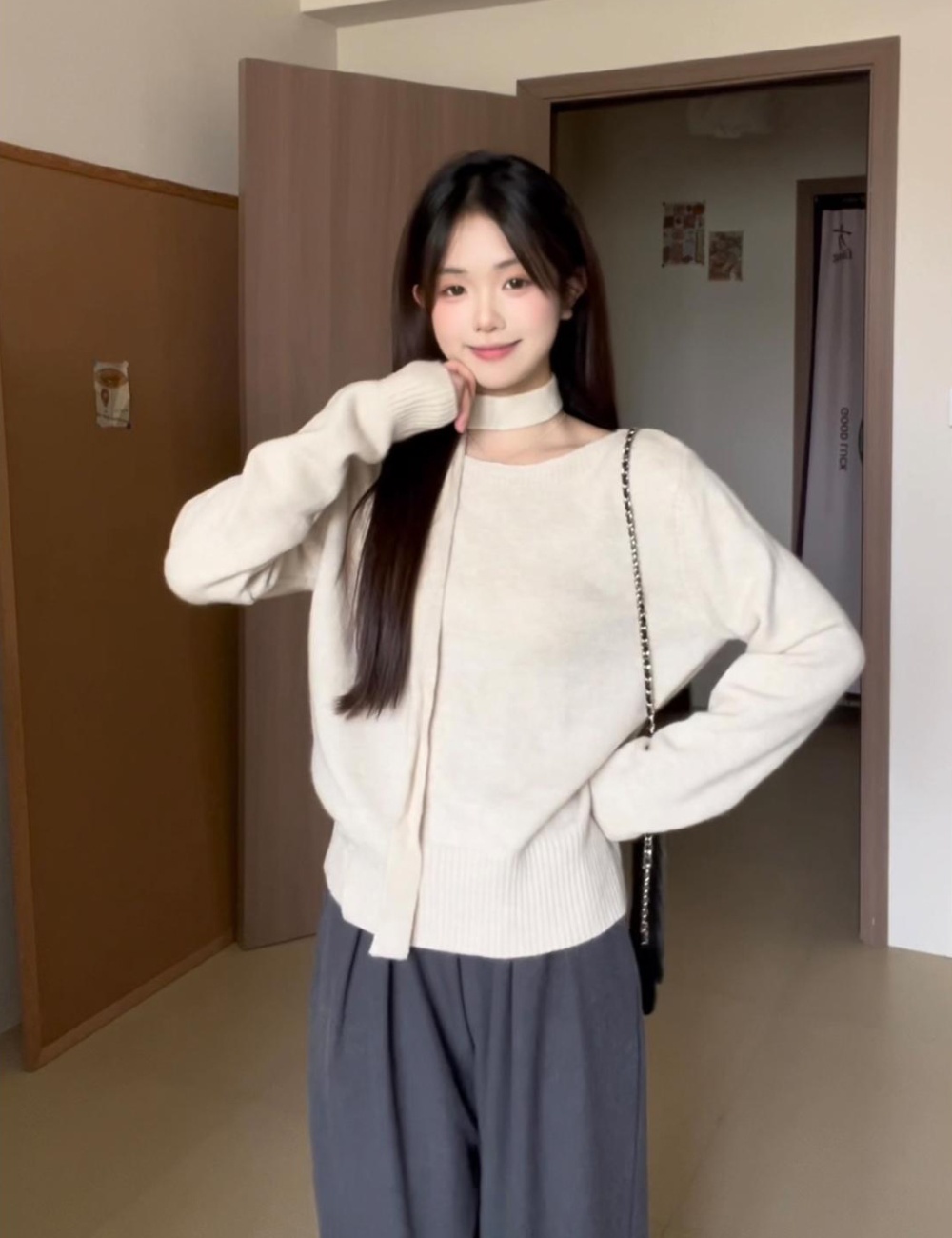 Streamer sweater long sleeve tops for women