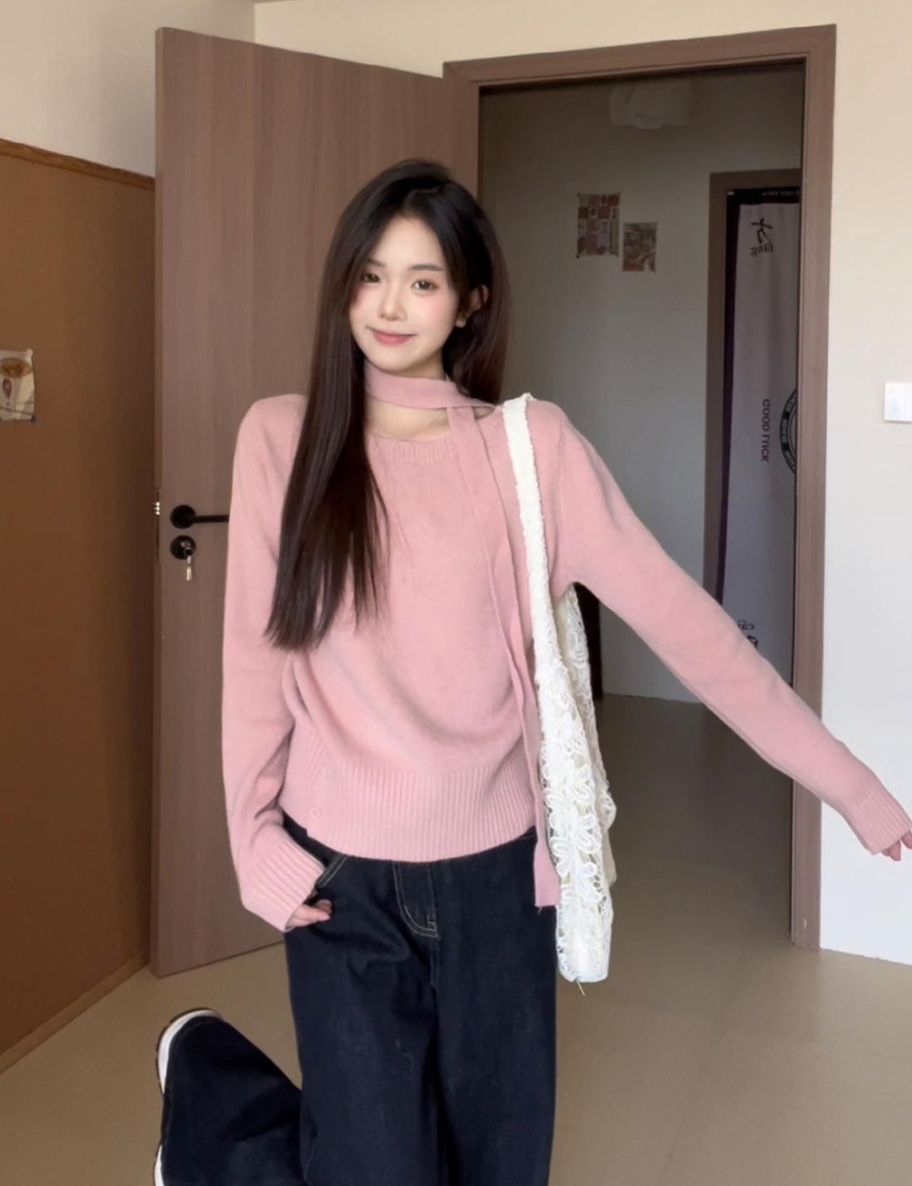 Streamer sweater long sleeve tops for women