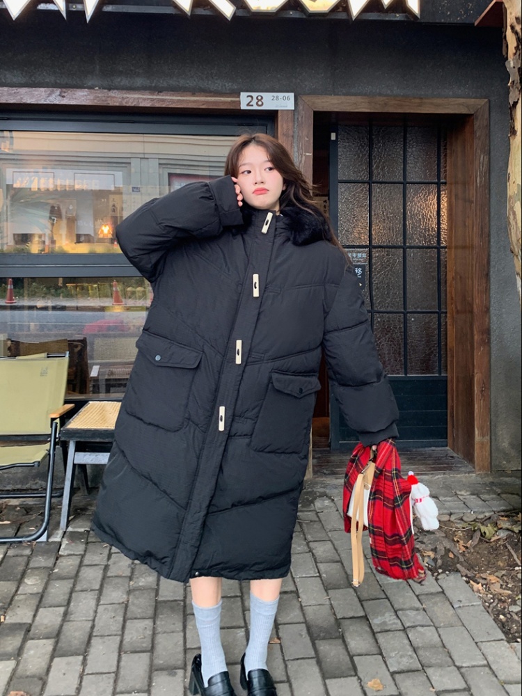 Korean style winter coat thick long cotton coat for women