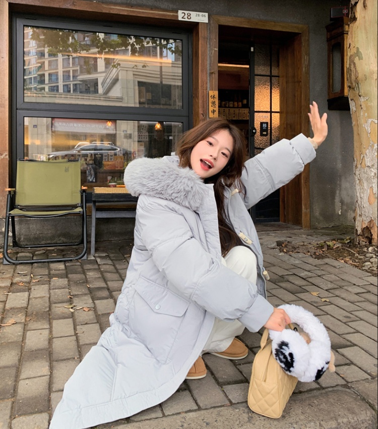 Korean style winter coat thick long cotton coat for women