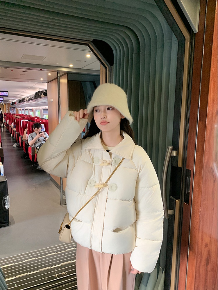 Horn buckle loose cotton coat thick coat for women