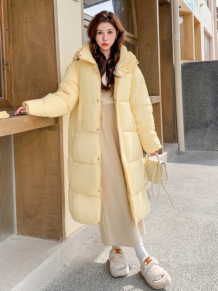 Winter loose coat exceed knee thick cotton coat for women