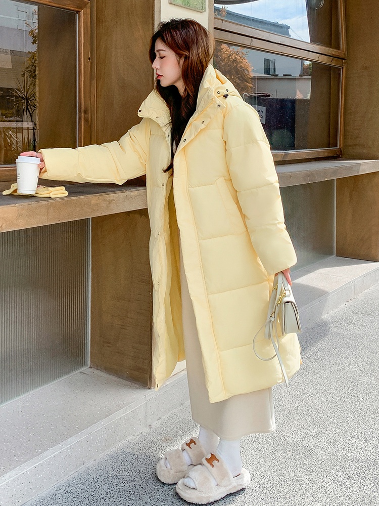 Winter loose coat exceed knee thick cotton coat for women