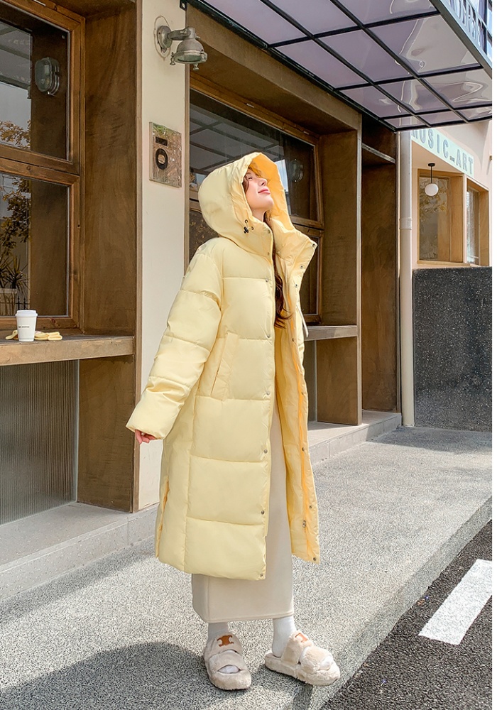 Winter loose coat exceed knee thick cotton coat for women