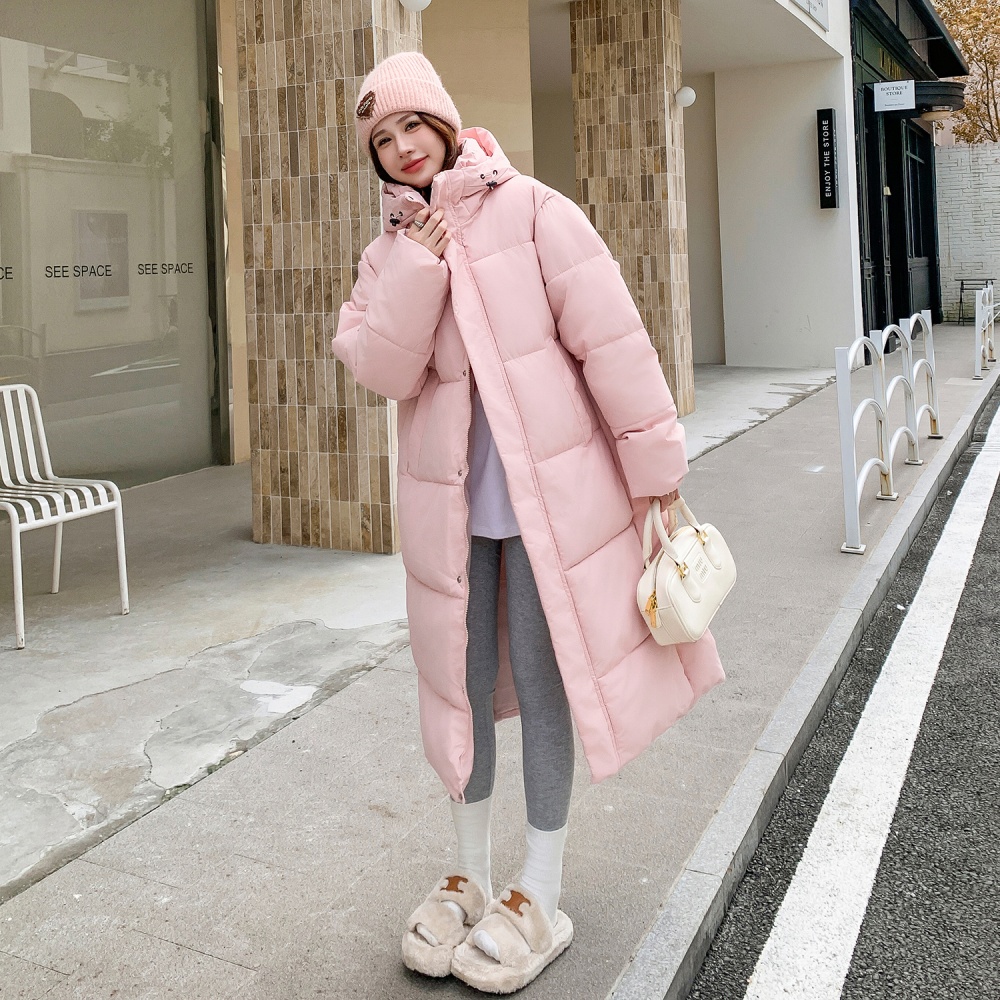 Winter loose coat exceed knee thick cotton coat for women