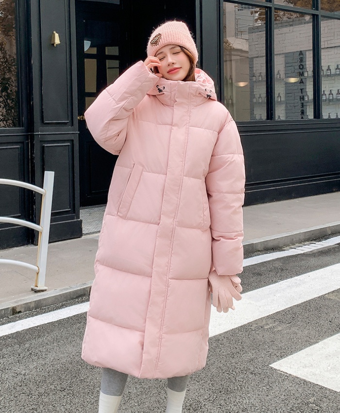 Winter loose coat exceed knee thick cotton coat for women