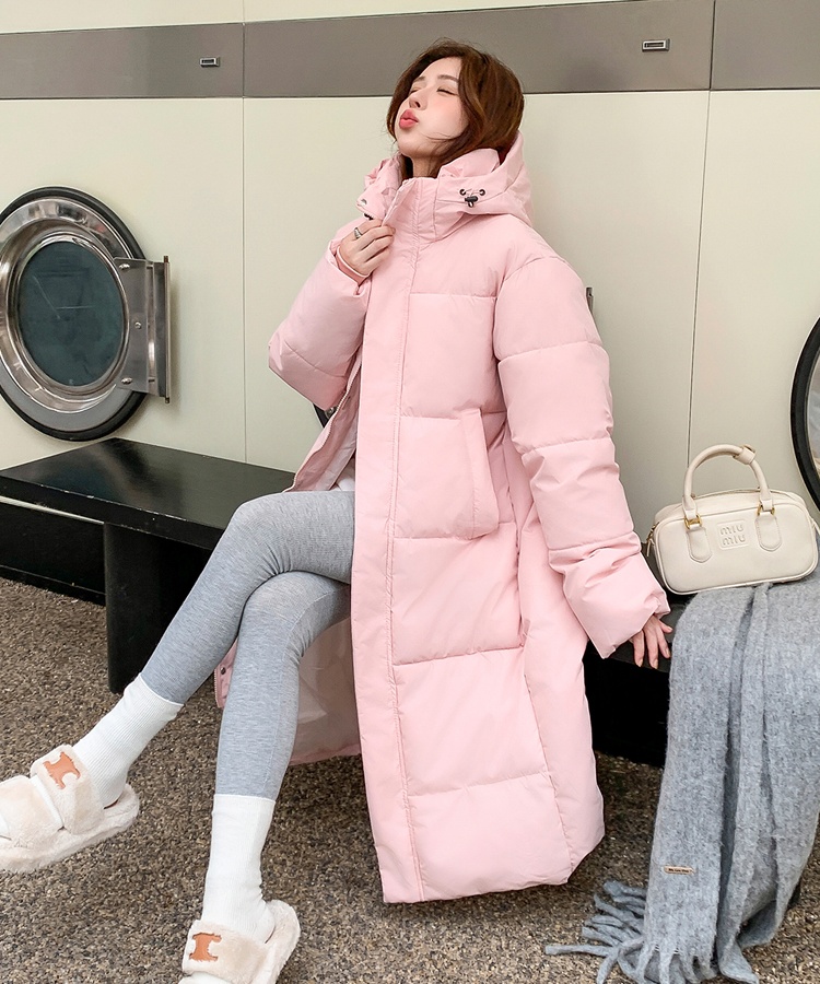 Winter loose coat exceed knee thick cotton coat for women