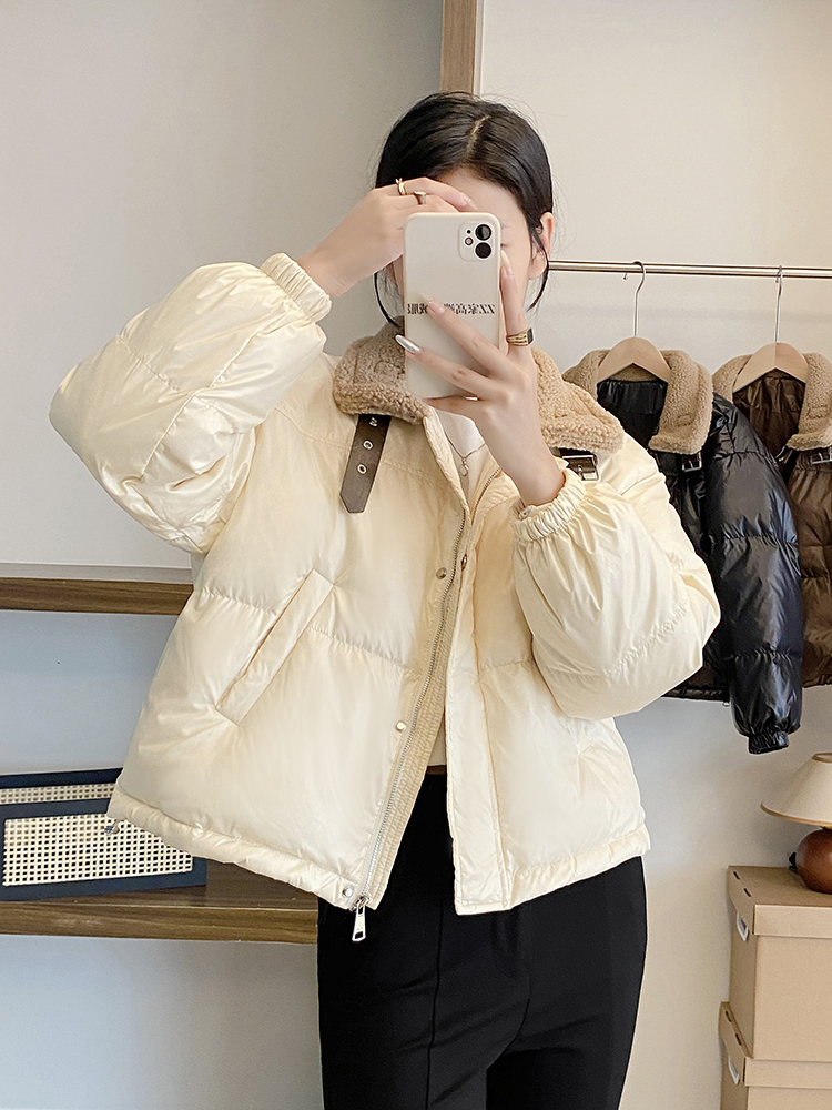 Winter short cotton coat small fellow loose leather coat