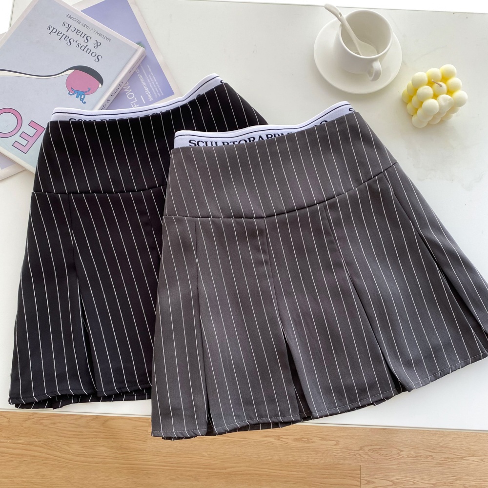 High waist anti emptied skirt stripe short skirt for women