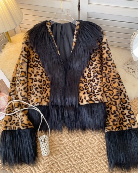 Sexy winter enticement tops leopard niche thick coat