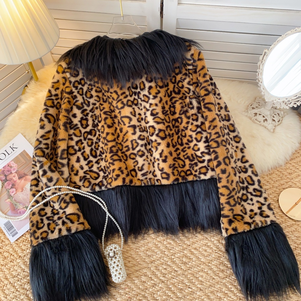 Sexy winter enticement tops leopard niche thick coat