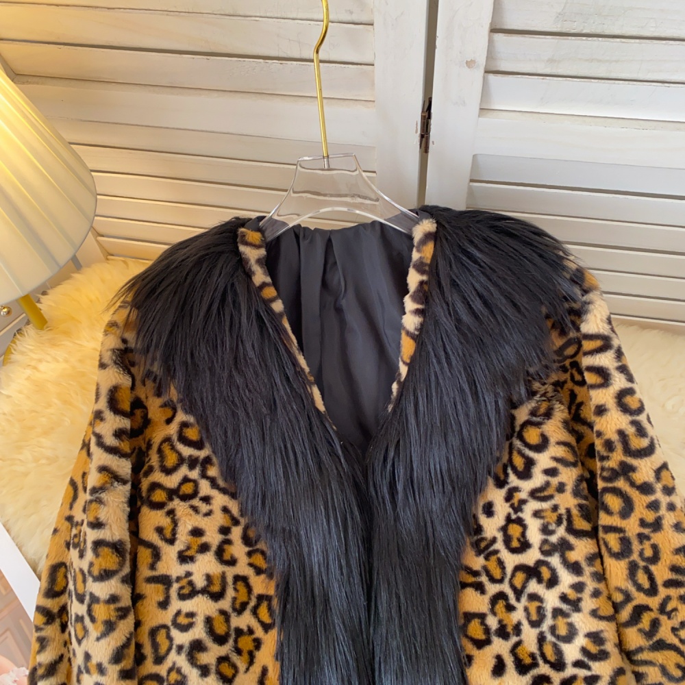 Sexy winter enticement tops leopard niche thick coat