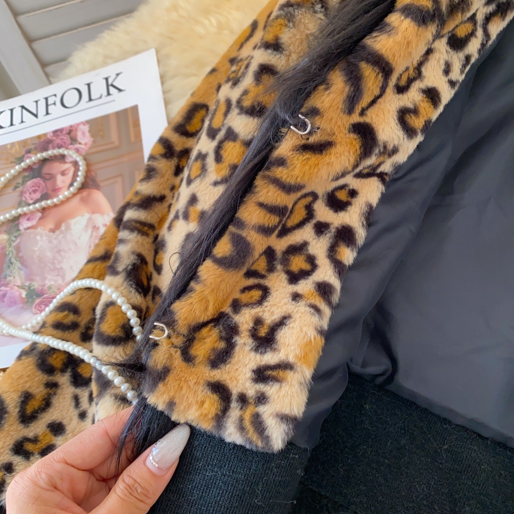 Sexy winter enticement tops leopard niche thick coat