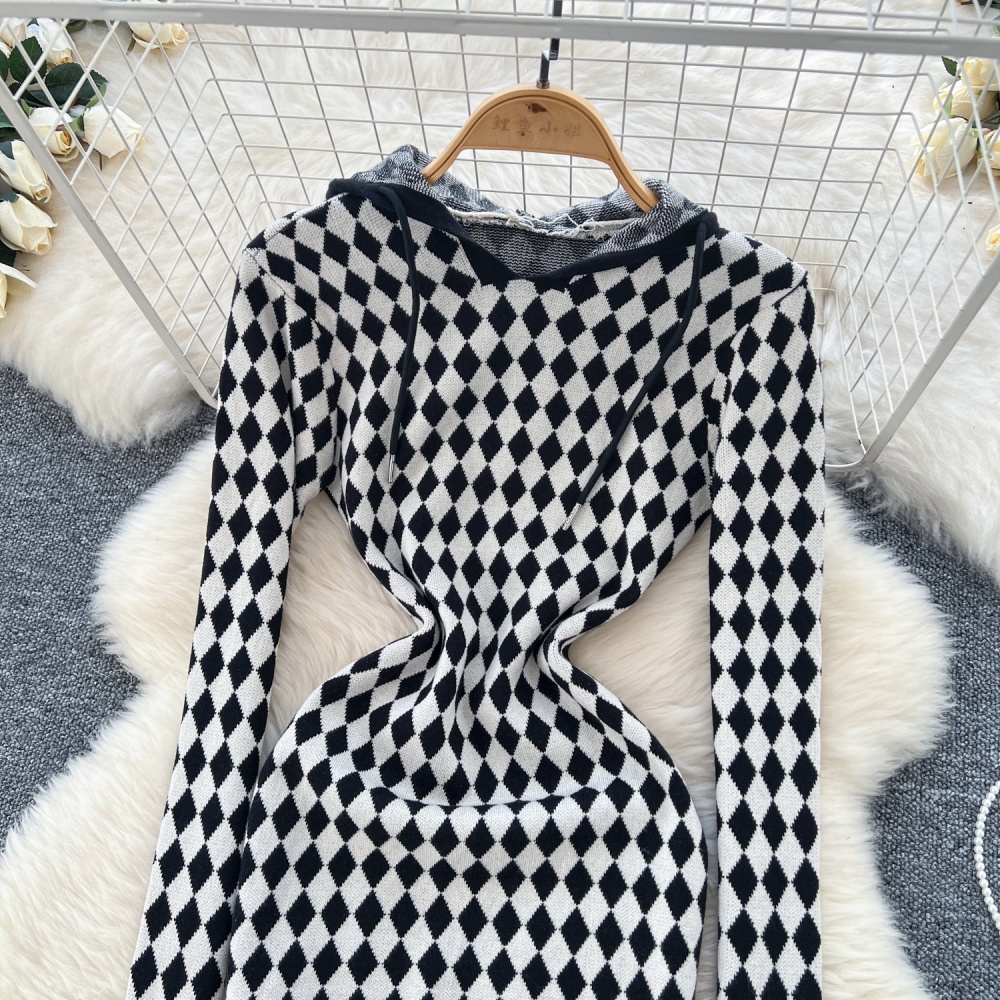 Pinched waist sweater dress bottoming dress for women