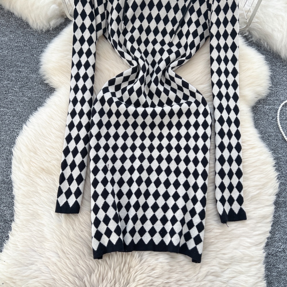 Pinched waist sweater dress bottoming dress for women