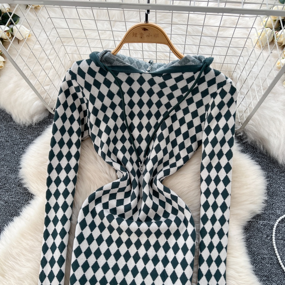 Pinched waist sweater dress bottoming dress for women