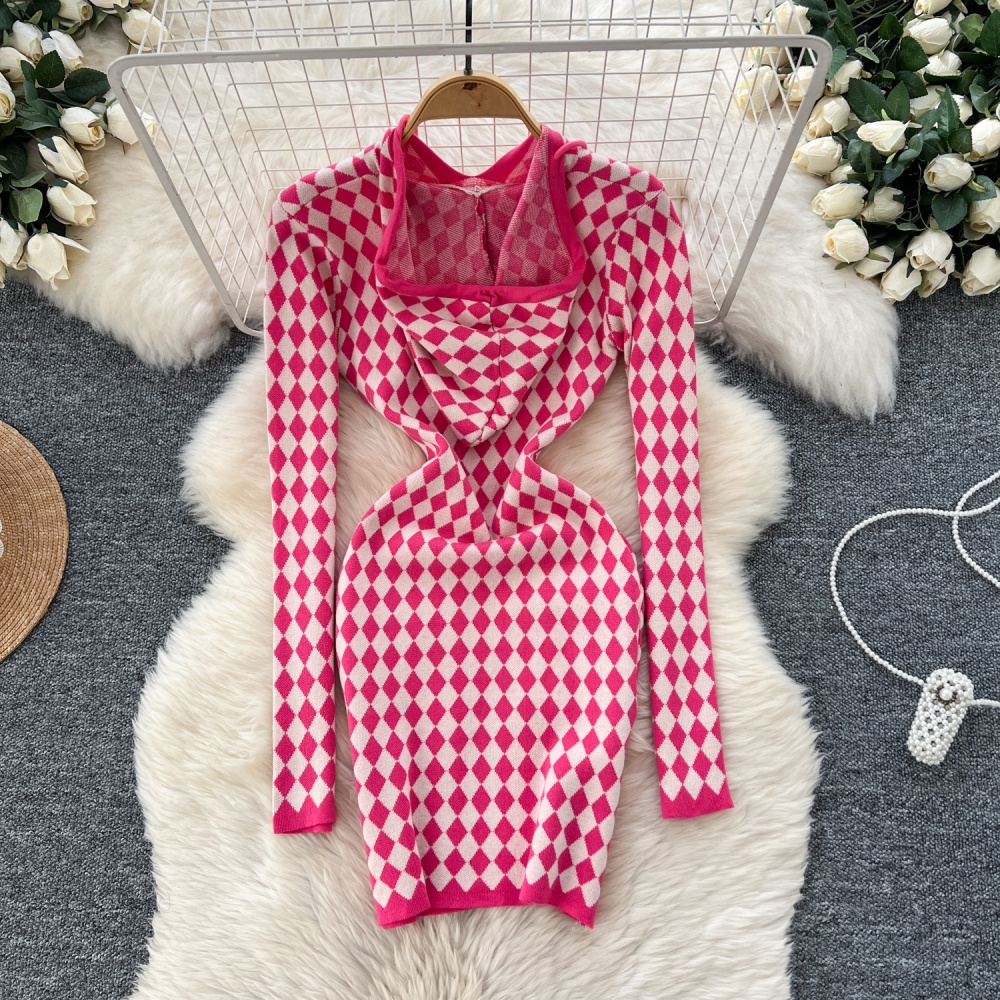 Pinched waist sweater dress bottoming dress for women