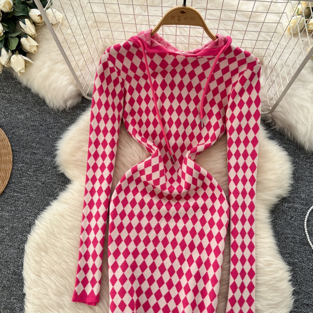 Pinched waist sweater dress bottoming dress for women