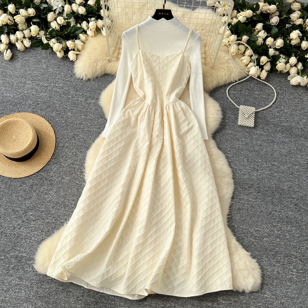 Embroidery dress sweater 2pcs set for women