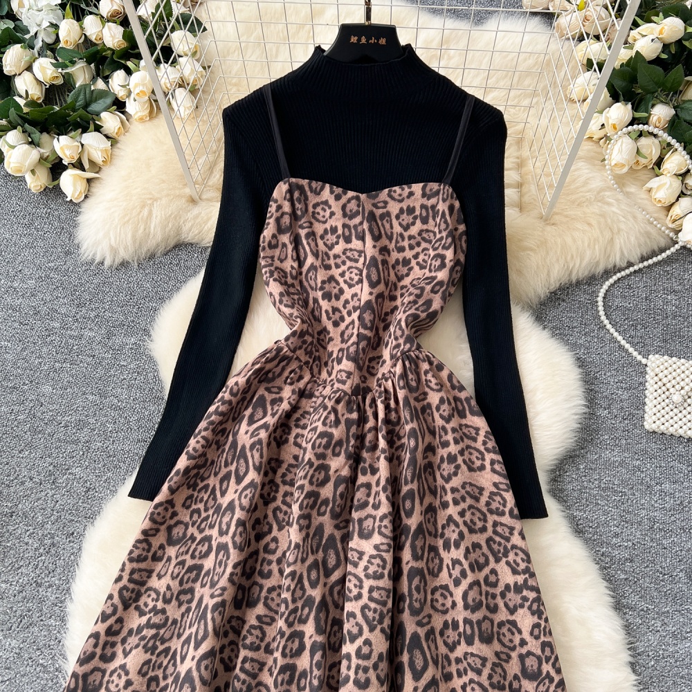 France style sweater autumn and winter dress 2pcs set