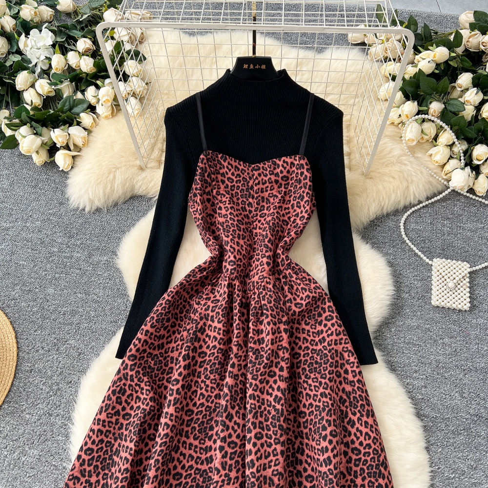 France style sweater autumn and winter dress 2pcs set