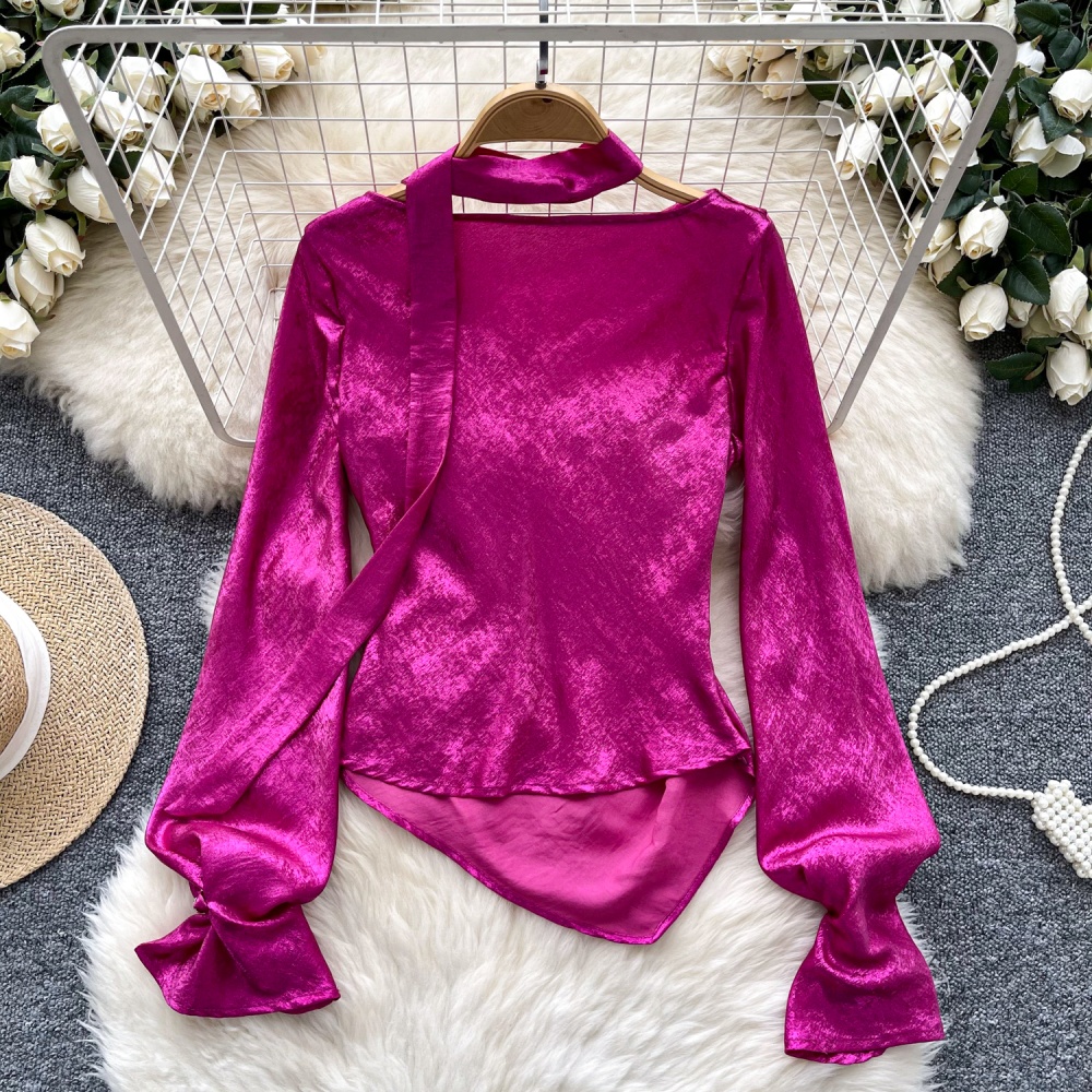 Trumpet sleeves colors shirt stereoscopic tops for women