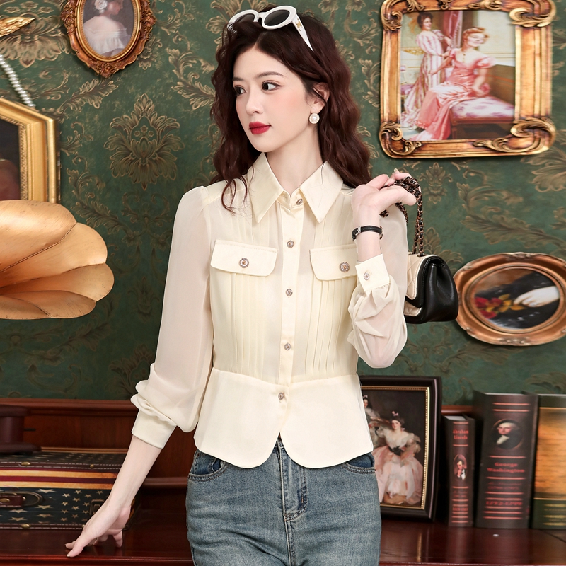 Imitation silk spring and autumn niche shirt