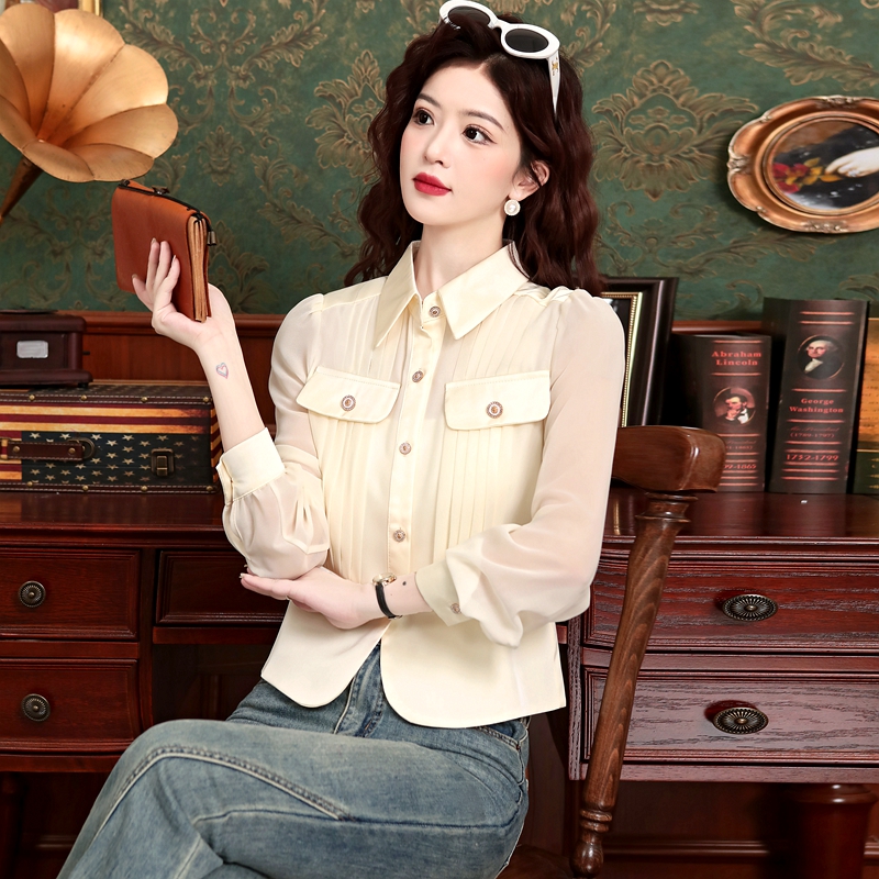 Imitation silk spring and autumn niche shirt