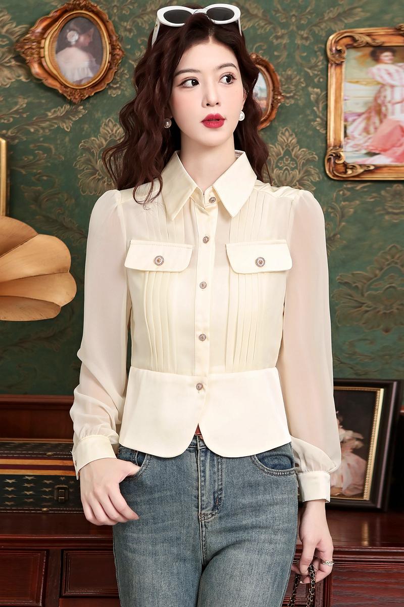 Imitation silk spring and autumn niche shirt