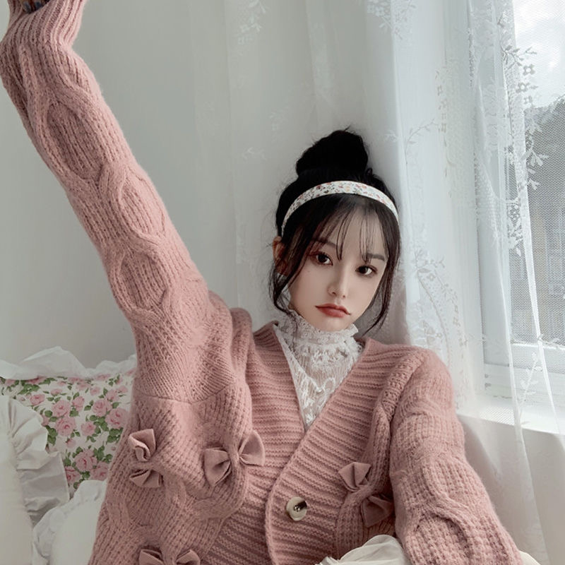 Tender small fellow coat knitted Korean style cardigan