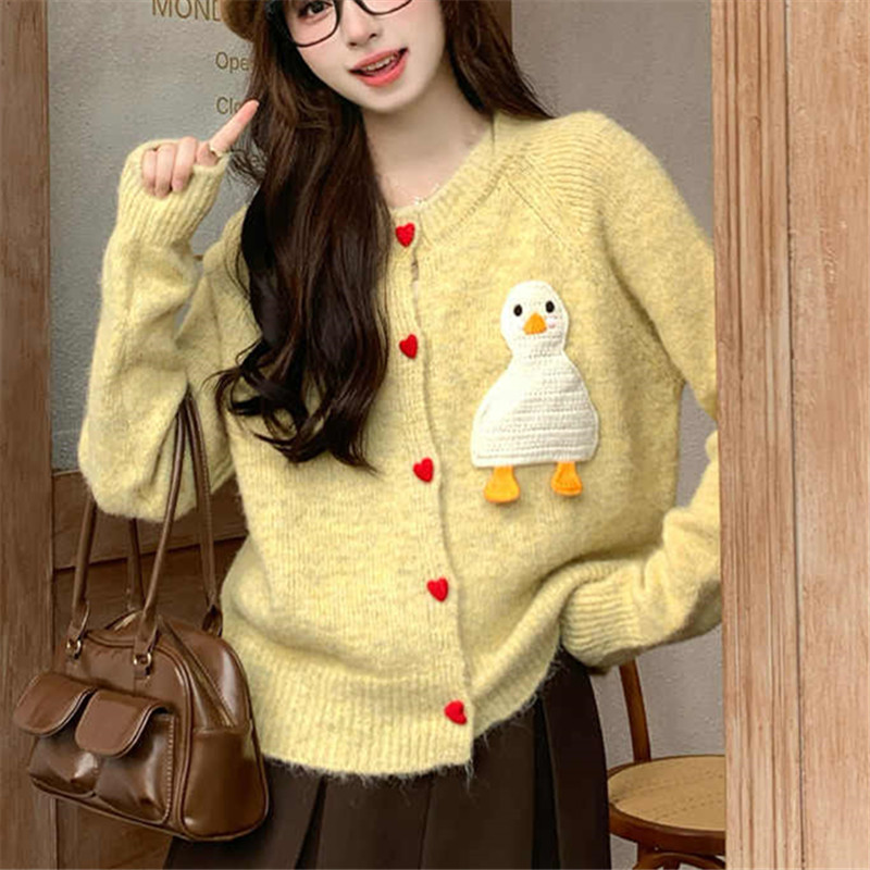 Knitted tender cardigan embroidery sweater for women