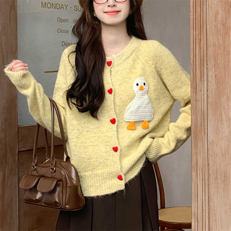 Knitted tender cardigan embroidery sweater for women